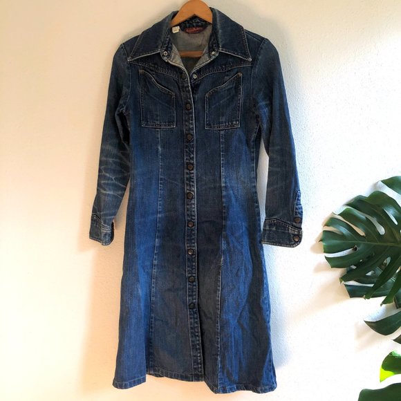Vintage 70s Denim Landlubber Jeans Dress - Picture 2 of 9